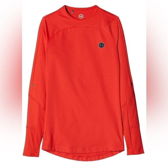 UNDER ARMOUR Men’s ColdGear Rush Mock-Shirt Size Large Orange 16% Elastane - Picture 2 of 13